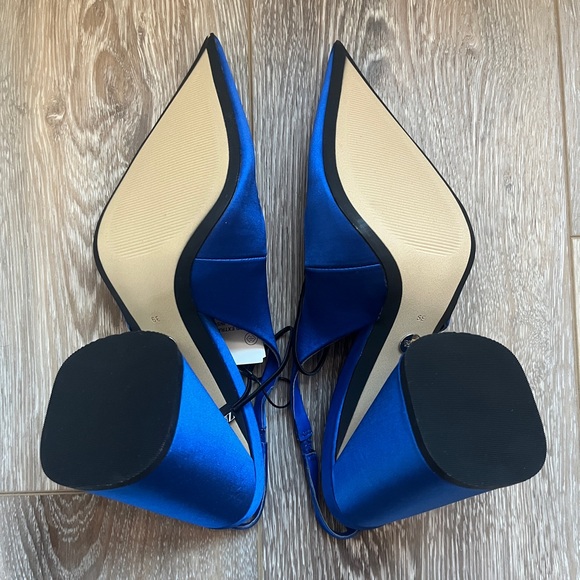 Zara BLOCK HEEL SLINGBACK SHOES. Bluish. Size 8. New with Tags. - Picture 10 of 11